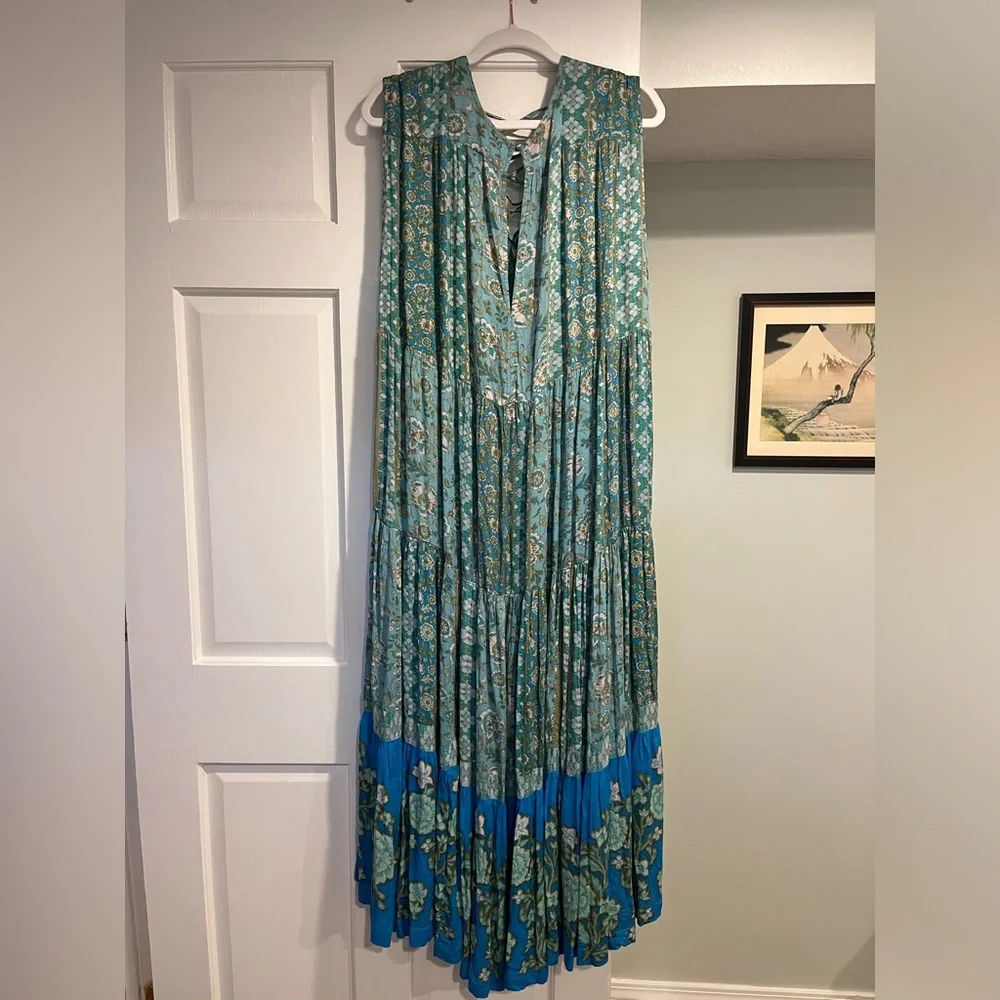 Free People Teal and Blue Floral Maxi Dress
